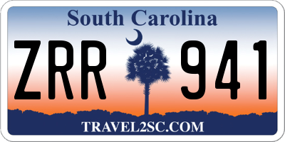 SC license plate ZRR941