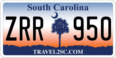 SC license plate ZRR950