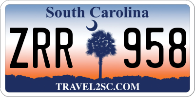 SC license plate ZRR958