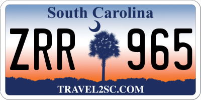 SC license plate ZRR965