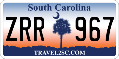 SC license plate ZRR967