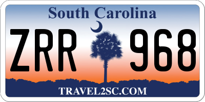 SC license plate ZRR968