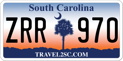 SC license plate ZRR970