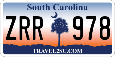 SC license plate ZRR978