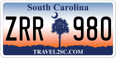 SC license plate ZRR980