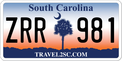 SC license plate ZRR981