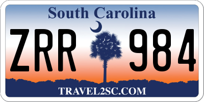 SC license plate ZRR984
