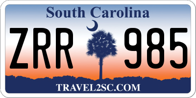 SC license plate ZRR985
