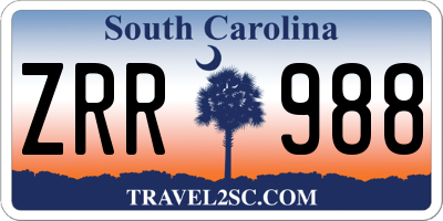 SC license plate ZRR988