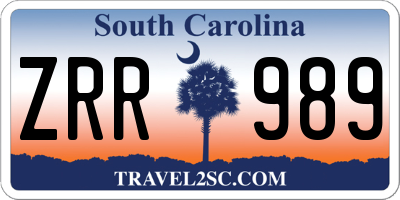 SC license plate ZRR989