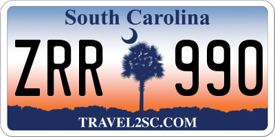 SC license plate ZRR990