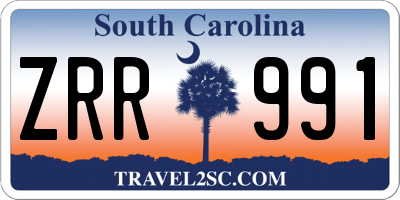 SC license plate ZRR991