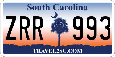 SC license plate ZRR993