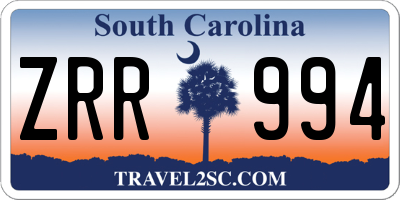 SC license plate ZRR994