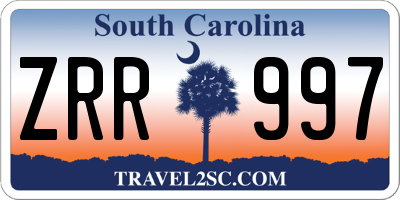 SC license plate ZRR997