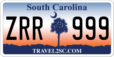 SC license plate ZRR999