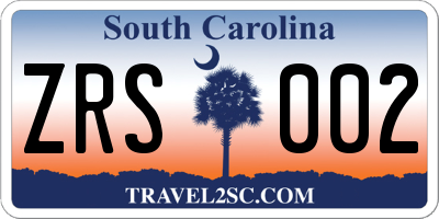 SC license plate ZRS002