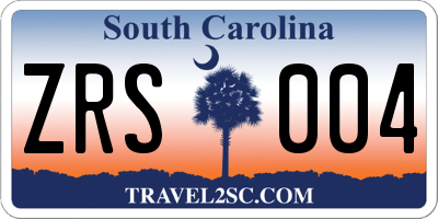 SC license plate ZRS004