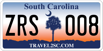 SC license plate ZRS008