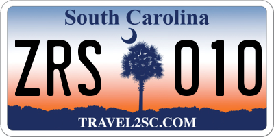 SC license plate ZRS010