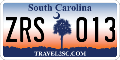 SC license plate ZRS013