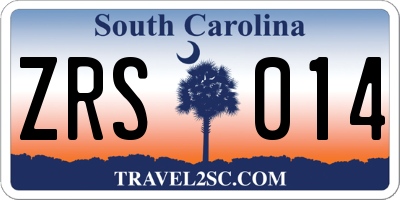 SC license plate ZRS014