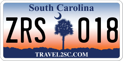 SC license plate ZRS018