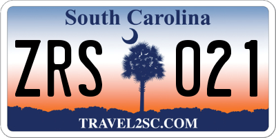 SC license plate ZRS021