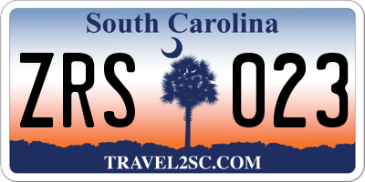 SC license plate ZRS023