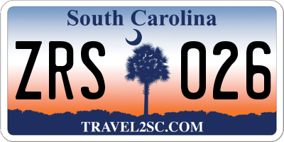 SC license plate ZRS026