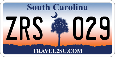 SC license plate ZRS029