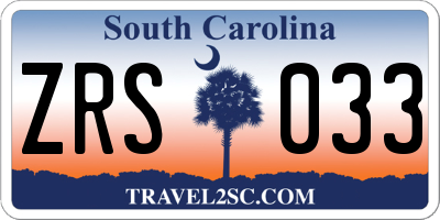SC license plate ZRS033