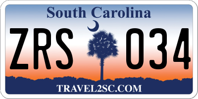 SC license plate ZRS034