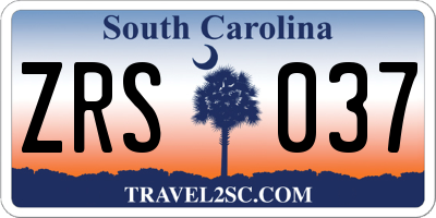 SC license plate ZRS037
