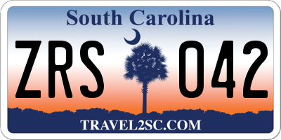 SC license plate ZRS042