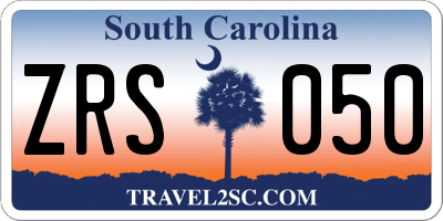 SC license plate ZRS050