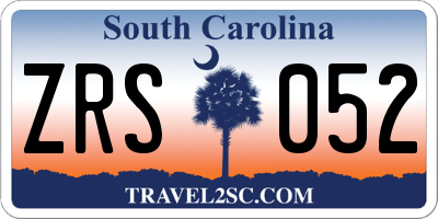 SC license plate ZRS052