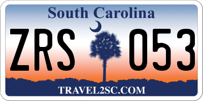 SC license plate ZRS053