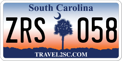 SC license plate ZRS058