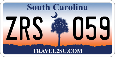 SC license plate ZRS059