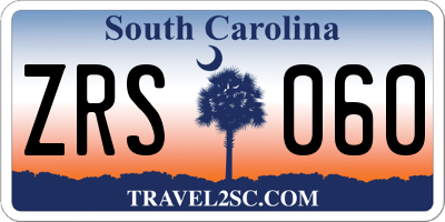 SC license plate ZRS060