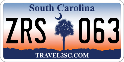 SC license plate ZRS063
