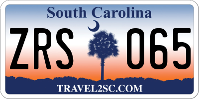 SC license plate ZRS065