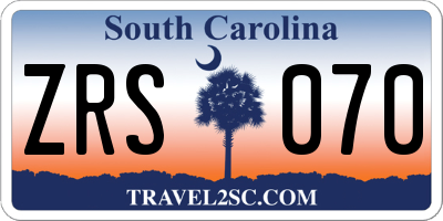 SC license plate ZRS070
