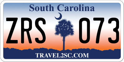 SC license plate ZRS073