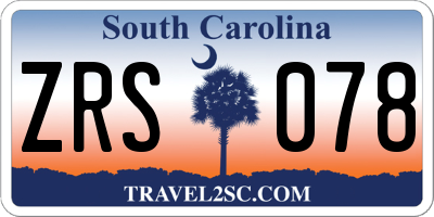 SC license plate ZRS078