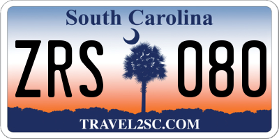 SC license plate ZRS080