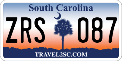 SC license plate ZRS087