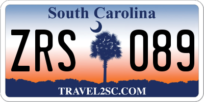 SC license plate ZRS089