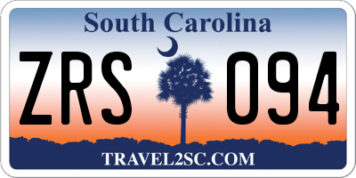 SC license plate ZRS094